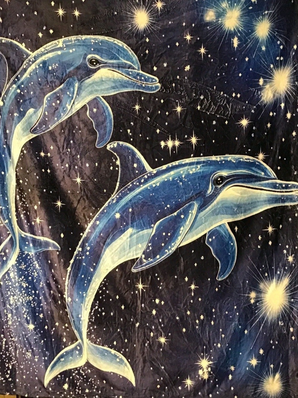 Blue Dolphin Galaxy Plush Throw Blanket - Unbranded